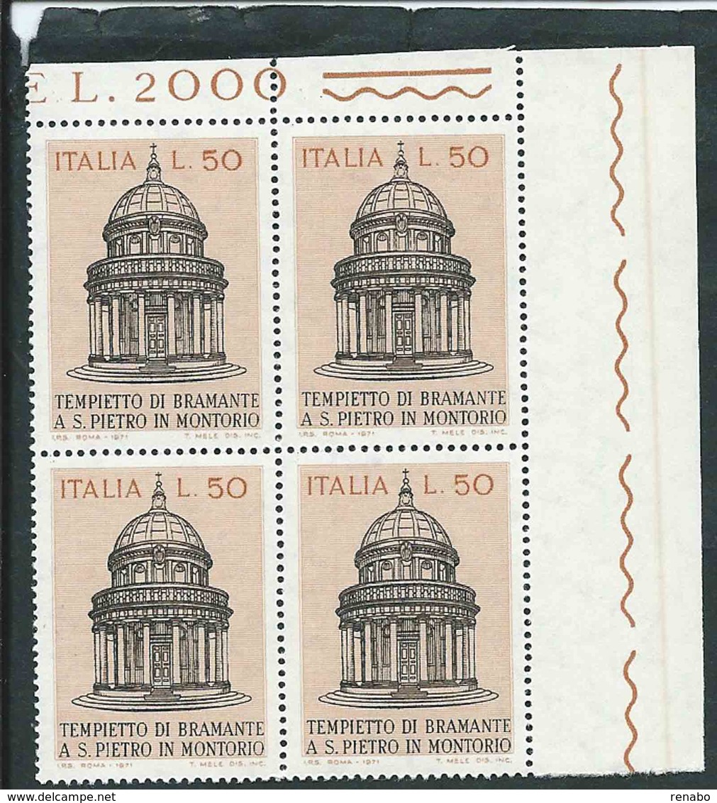 Italia 1971; Tempietto Del Bramante In Roma; Quartina Di Angolo Superiore. - 1971-80:  Nuovi