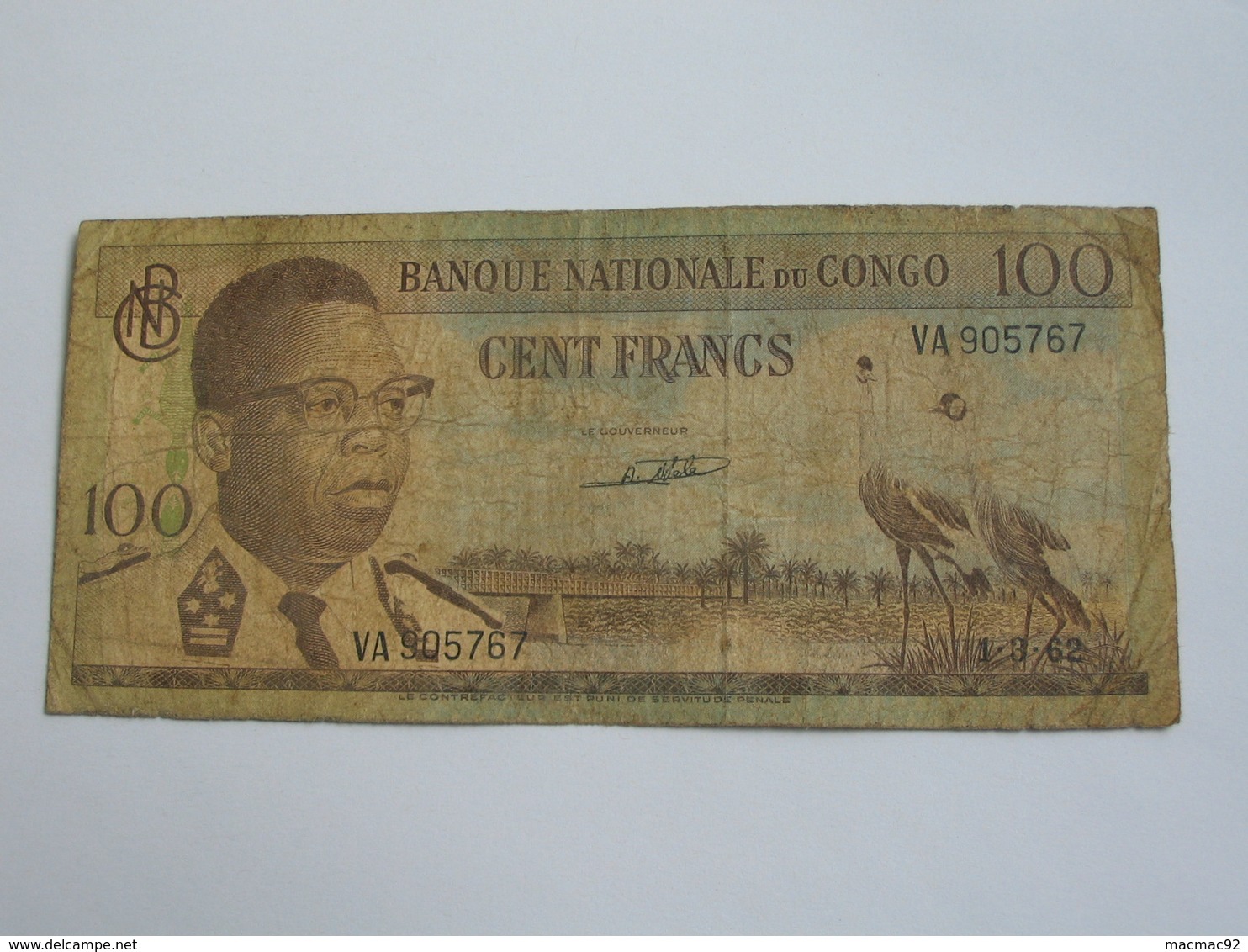 100 Francs 1962 - Banque National Du Congo  **** EN ACHAT IMMEDIAT **** - Republik Kongo (Kongo-Brazzaville)