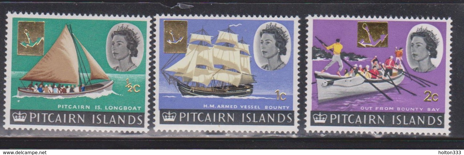 PITCAIRN ISLANDS Scott # 72-4 MH - QEII & Ships New Value In Cents - Pitcairn Islands