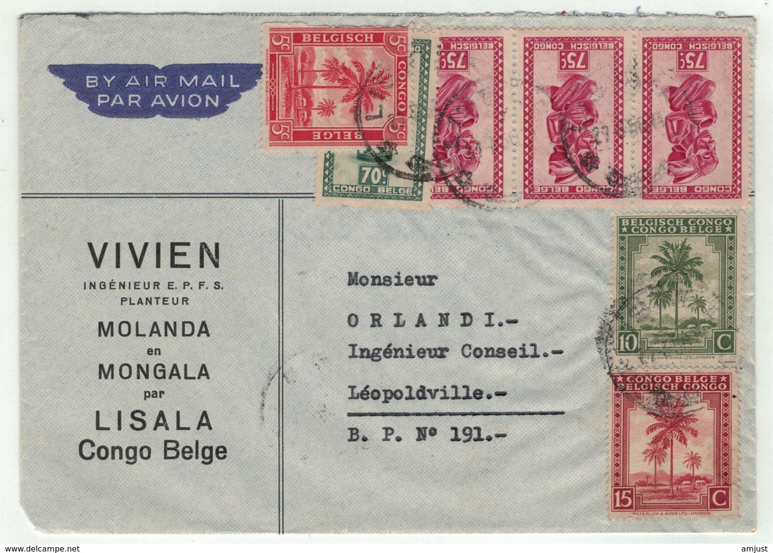 Congo Belge // Lettre Par Avion Pour Lépoldville - Lettres & Documents