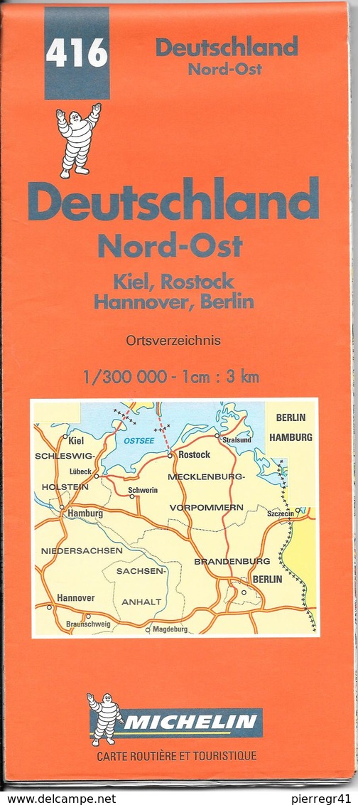 CARTE-ROUTIERE-MICHELIN-N °411-1993/1994-3e Edit-ALLEMAGNE-NORD-TBE-COMME NEUF - Roadmaps