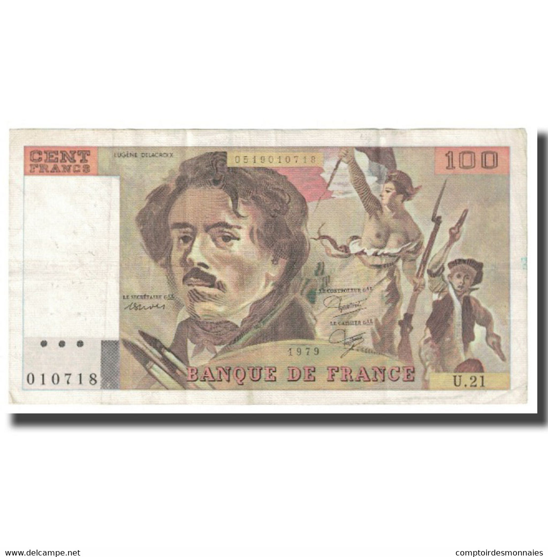France, 100 Francs, Delacroix, 1979, P. A.Strohl-G.Bouchet-J.J.Tronche, TTB - 100 F 1978-1995 ''Delacroix''