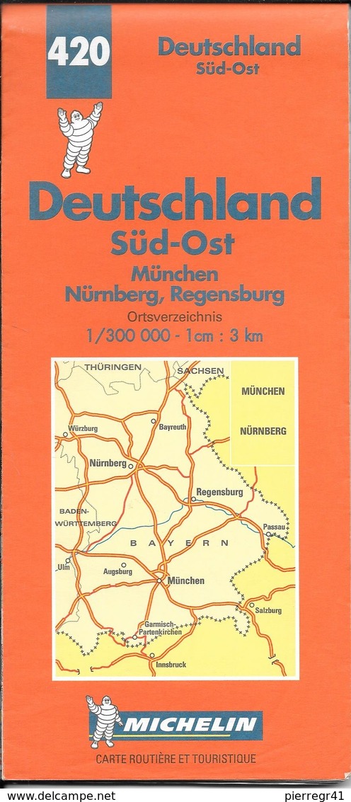 CARTE-ROUTIERE-MICHELIN-N °420-2000-5e Edit-ALLEMAGNE-SUD-EST-TBE-COMME NEUF - Cartes Routières