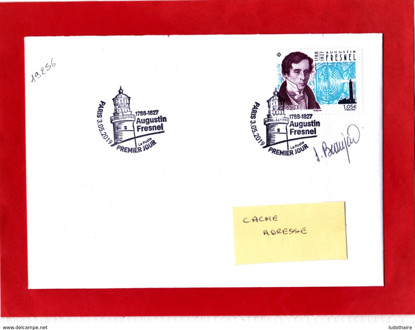 F 2019 / 1.05 €  Augustin Fresnel Obl 1er Jour 03.05.2019 Paris / Signé Sophie Beaujard / Signature - Unused Stamps