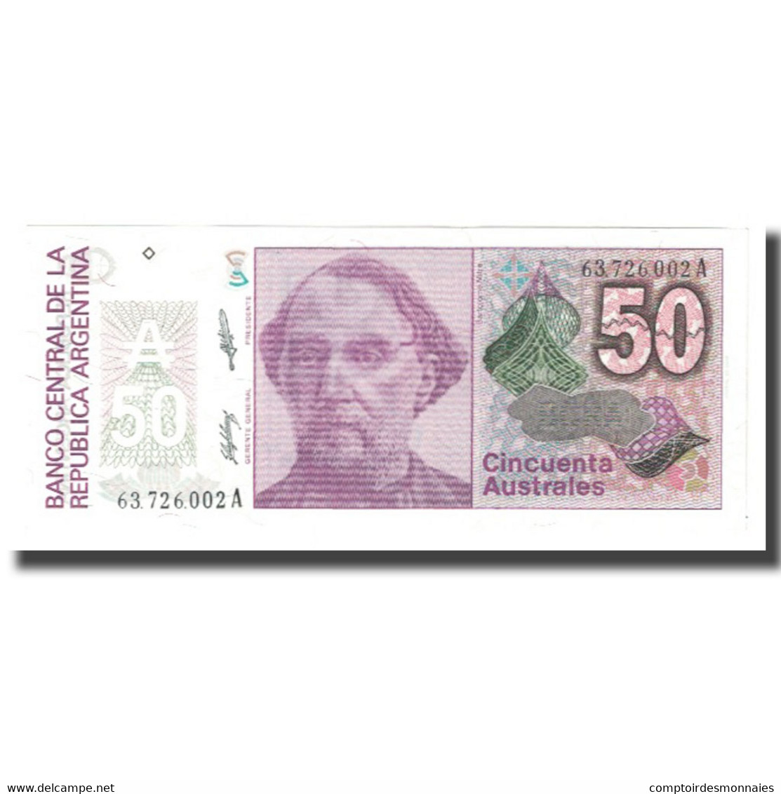 Billet, Argentine, 50 Australes, KM:326b, NEUF - Argentine