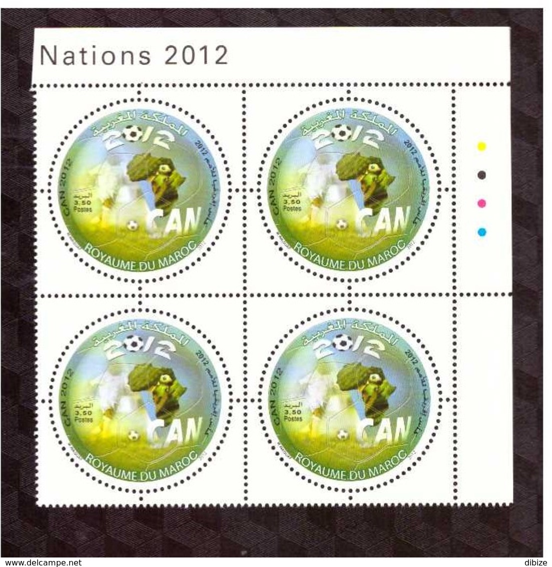 Maroc. Coin  De 4 Timbres De 2012. N° 1630. Coupe D'Afrique Des Nations. CAN 2012. Football. - Copa Africana De Naciones