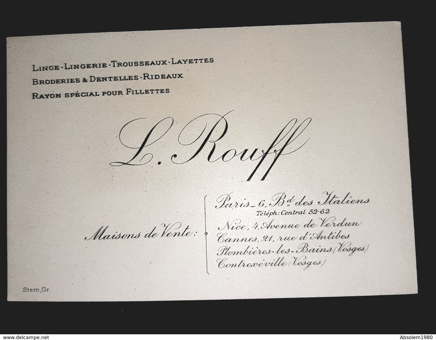 ANCIENNE CARTE VISITE L. ROUFF COUTURIER MODE HAUTE COUTURE 8 RUE ROYALE PARIS MODISTE FASHION BUSINESS CARD - Cartes De Visite