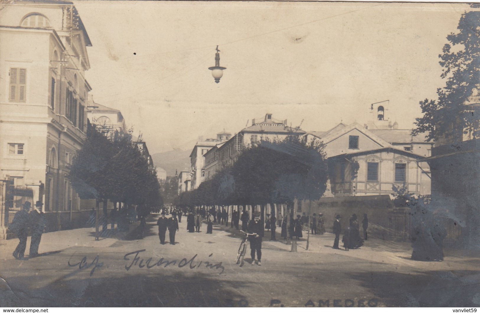 SAVONA-CORSO PRINCIPE AMEDEO-ANIMATISSIMA-CARTOLINA VERA FOTOGRAFIA-VIAGGIATA NEL 1904 - Savona