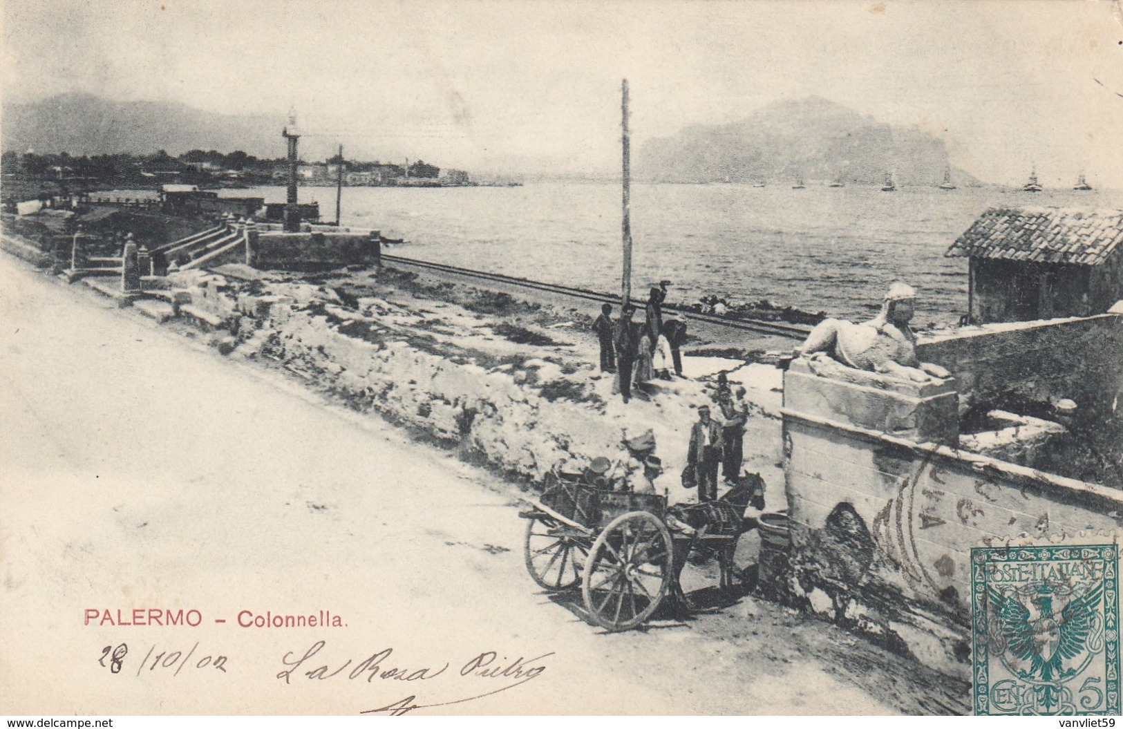 PALERMO-COLONNELLA-BELLA ANIMAZIONE-CARTOLINA VIAGGIATA IL 28-10-1902 - Palermo