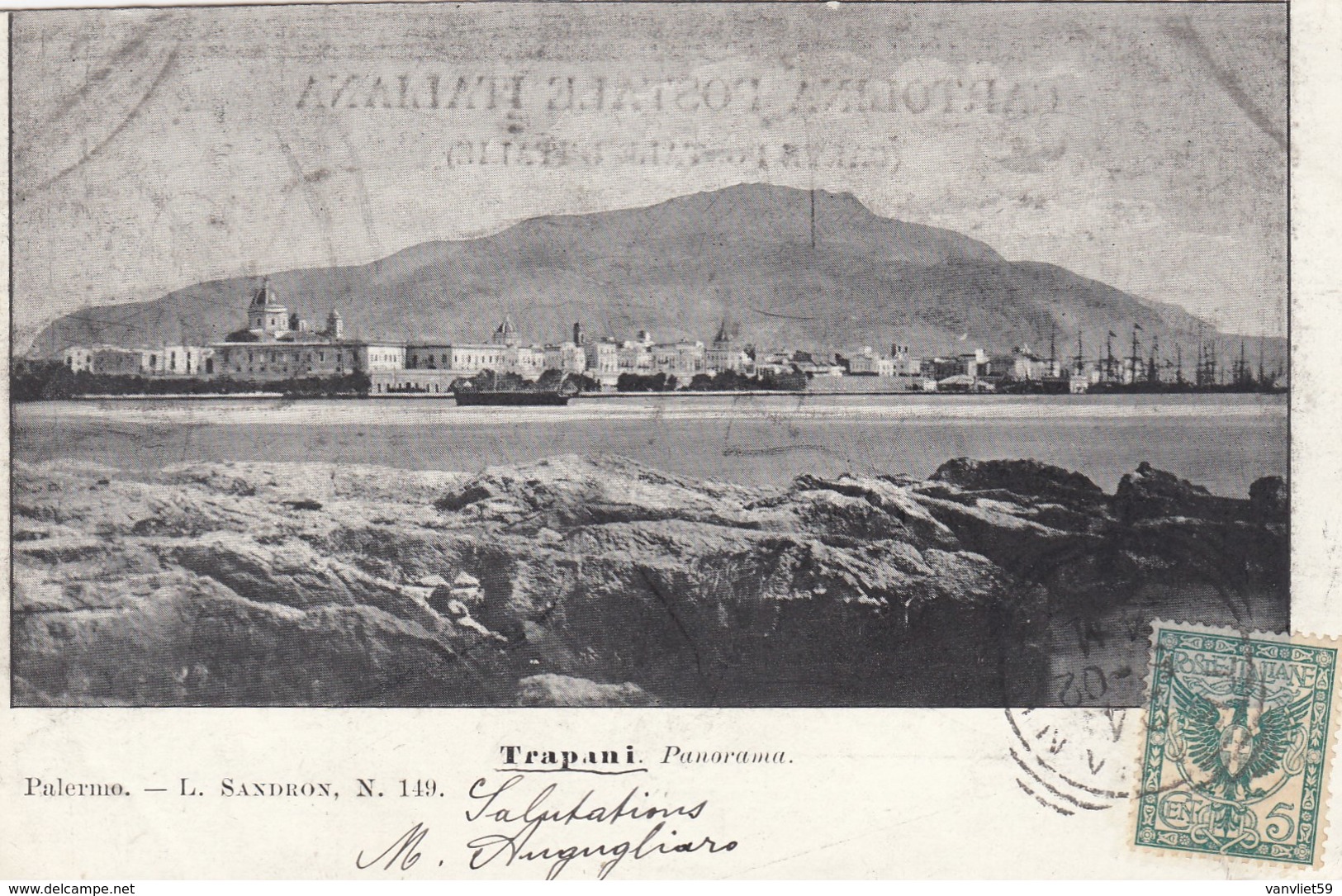 TRAPANI-PANORAMA-CARTOLINA VIAGGIATA IL 24-5-1902 - Trapani