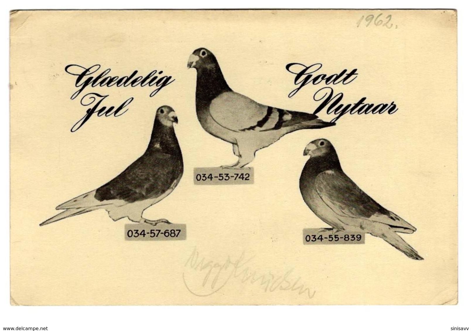 Denmark - Glædelig Godt Jul Nytaar  - 1962 - Bird Pigeon - Vogel Taube - Otros & Sin Clasificación