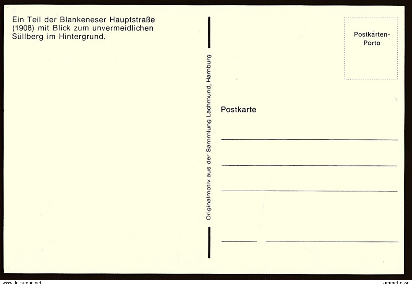 Teil Der Blankeneser Hauptstrasse  -  Süllberg 1908  -  Reproduktions-Ansichtskarte Ca.1980   (10728) - Blankenese