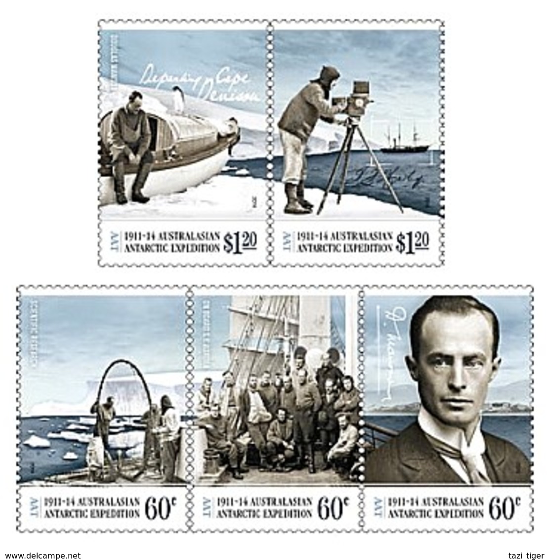 AUSTRALIAN ANTARCTIC TERRITORY (AAT) • 2014 • Centenary Australian Antarctic Expedition • MNH (5) - Unused Stamps