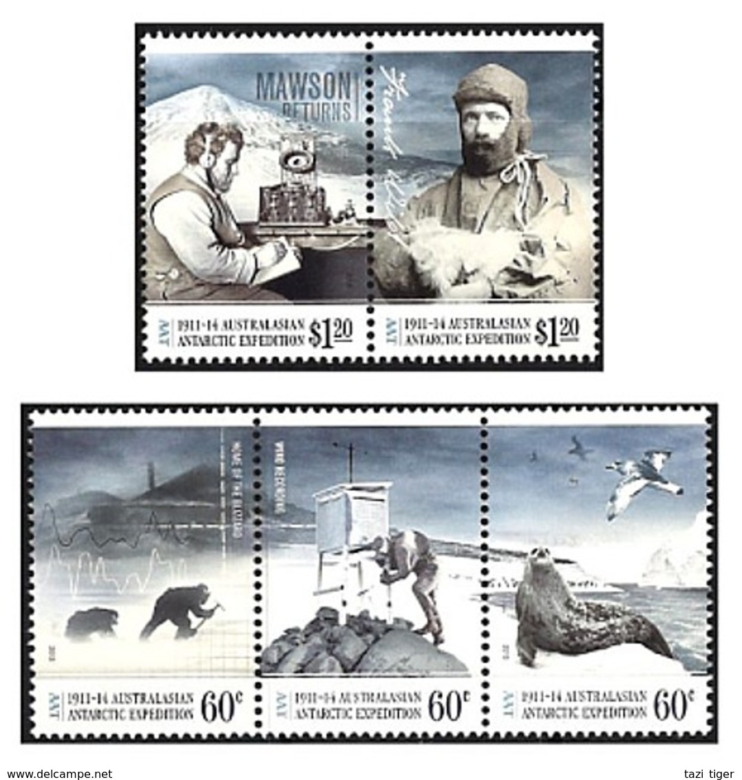 AUSTRALIAN ANTARCTIC TERRITORY (AAT) • 2013 • Centenary Australian Antarctic Expedition • MNH (5) - Nuovi