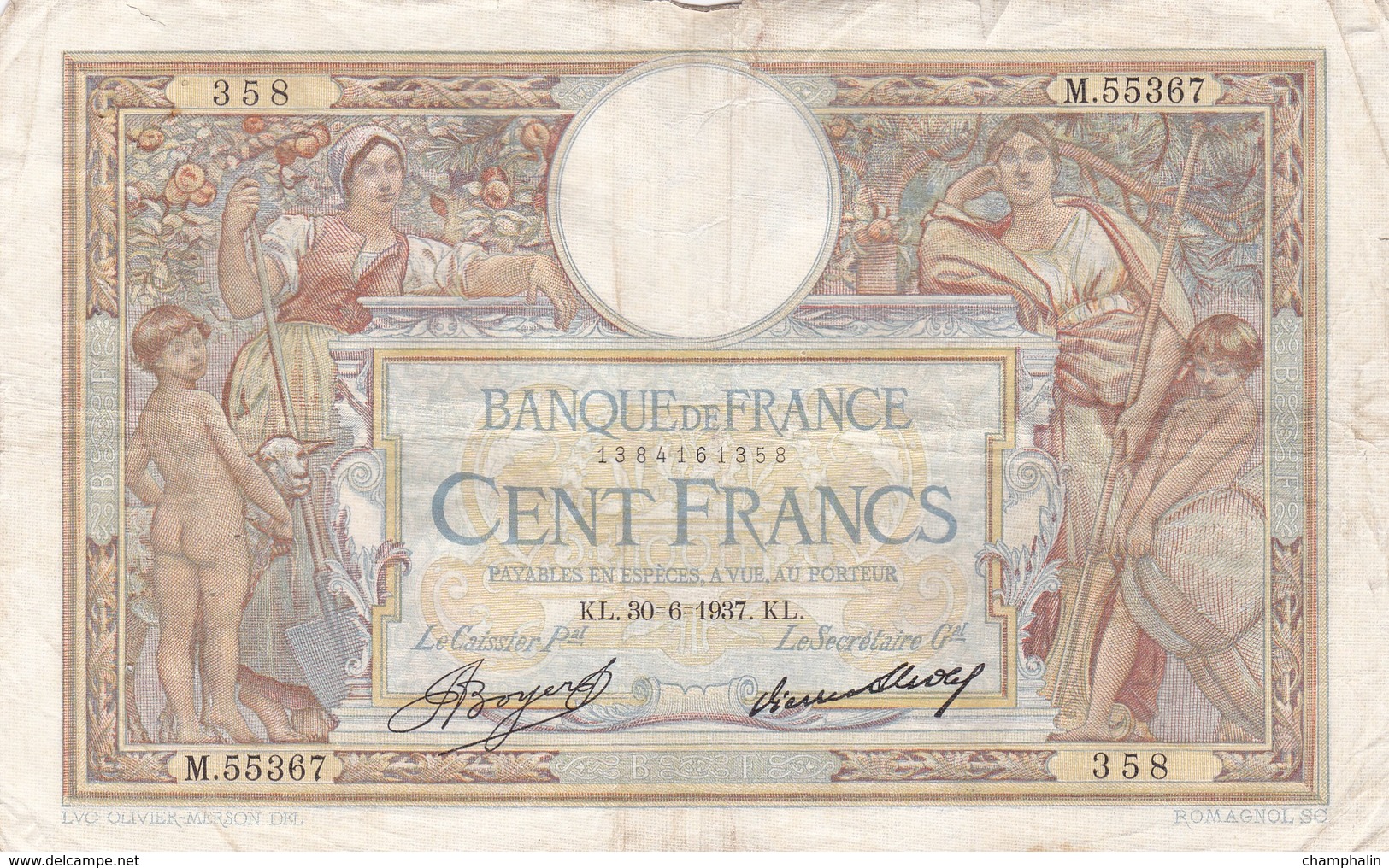 France - Billet De 100 Francs Type Luc-Olivier Merson - 30 Juin 1937 - 100 F 1908-1939 ''Luc Olivier Merson''