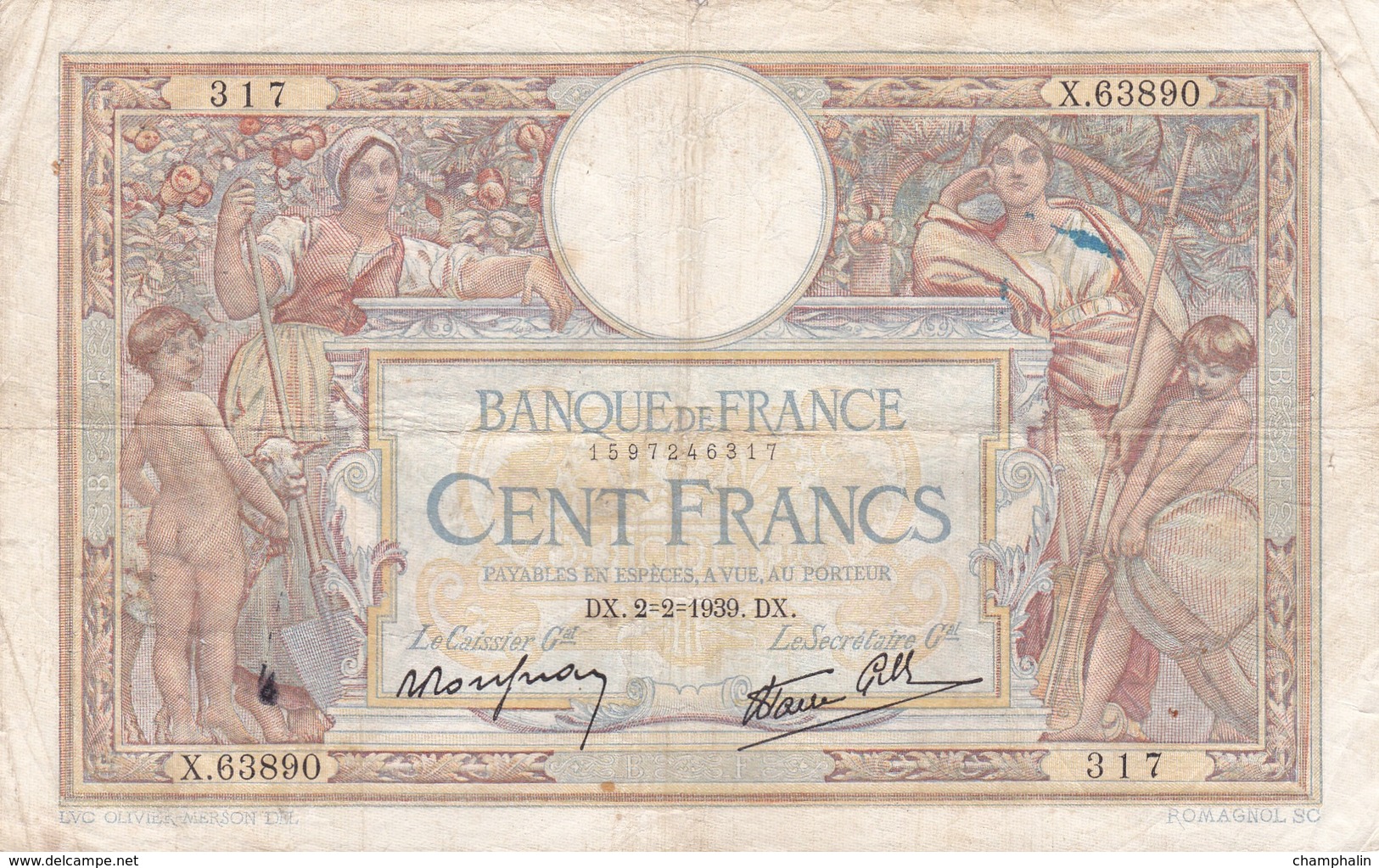 France - Billet De 100 Francs Type Luc-Olivier Merson - 2 Février 1939 - 100 F 1908-1939 ''Luc Olivier Merson''