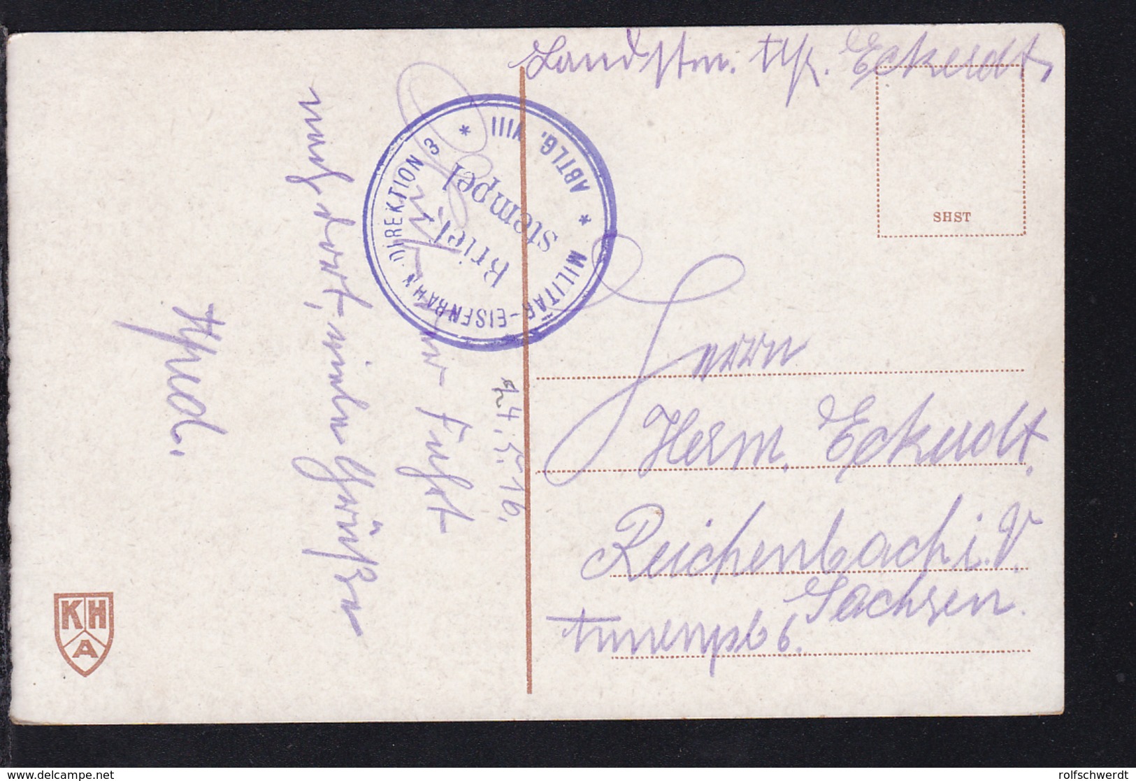 Brief-stempel MILITÄR-EISENBAHN-DIREKTION 3 ABTLG. VIII Auf Feldpost-AK  - Autres & Non Classés