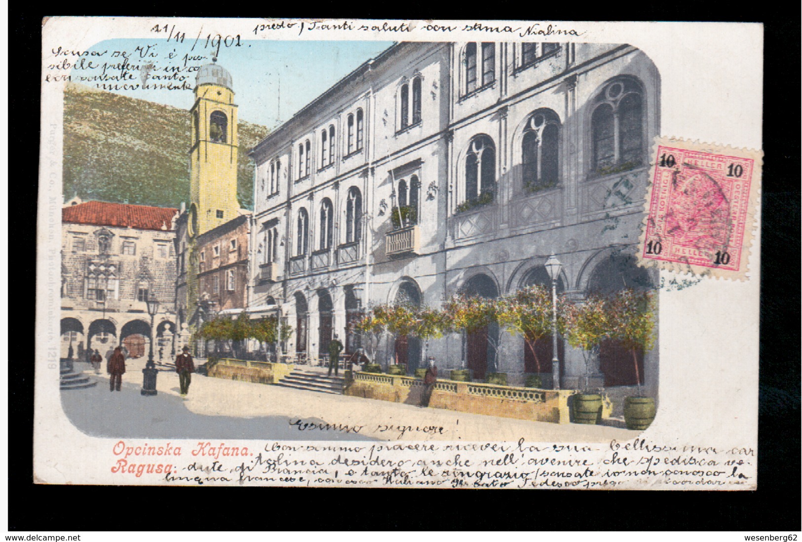 CROATIA Dubrovnik Ragusa  Opcinska Kafana 1902 OLD POSTCARD - Croacia