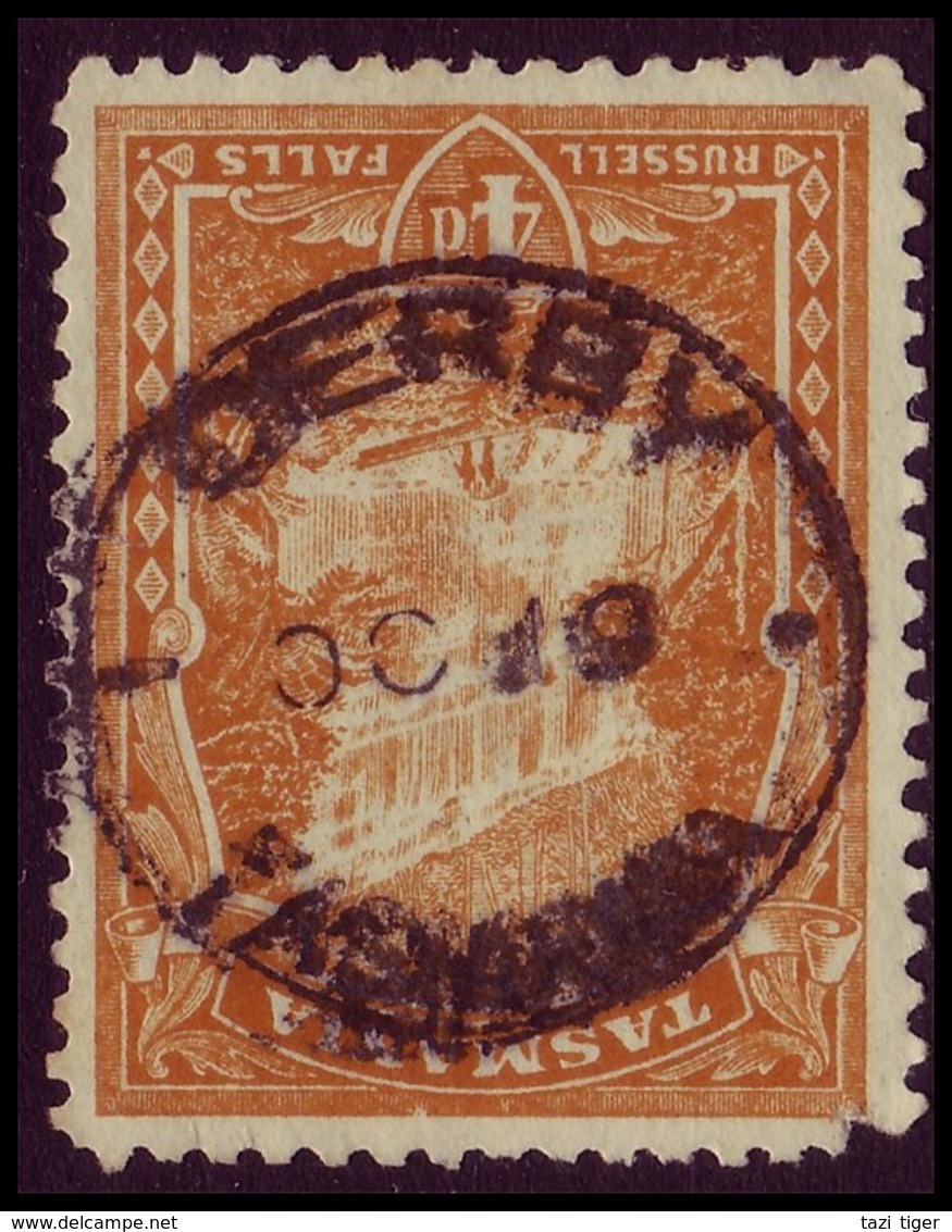 TASMANIA • CDS Postmark On 4d Pictorial, Perf "T" • DERBY - Used Stamps