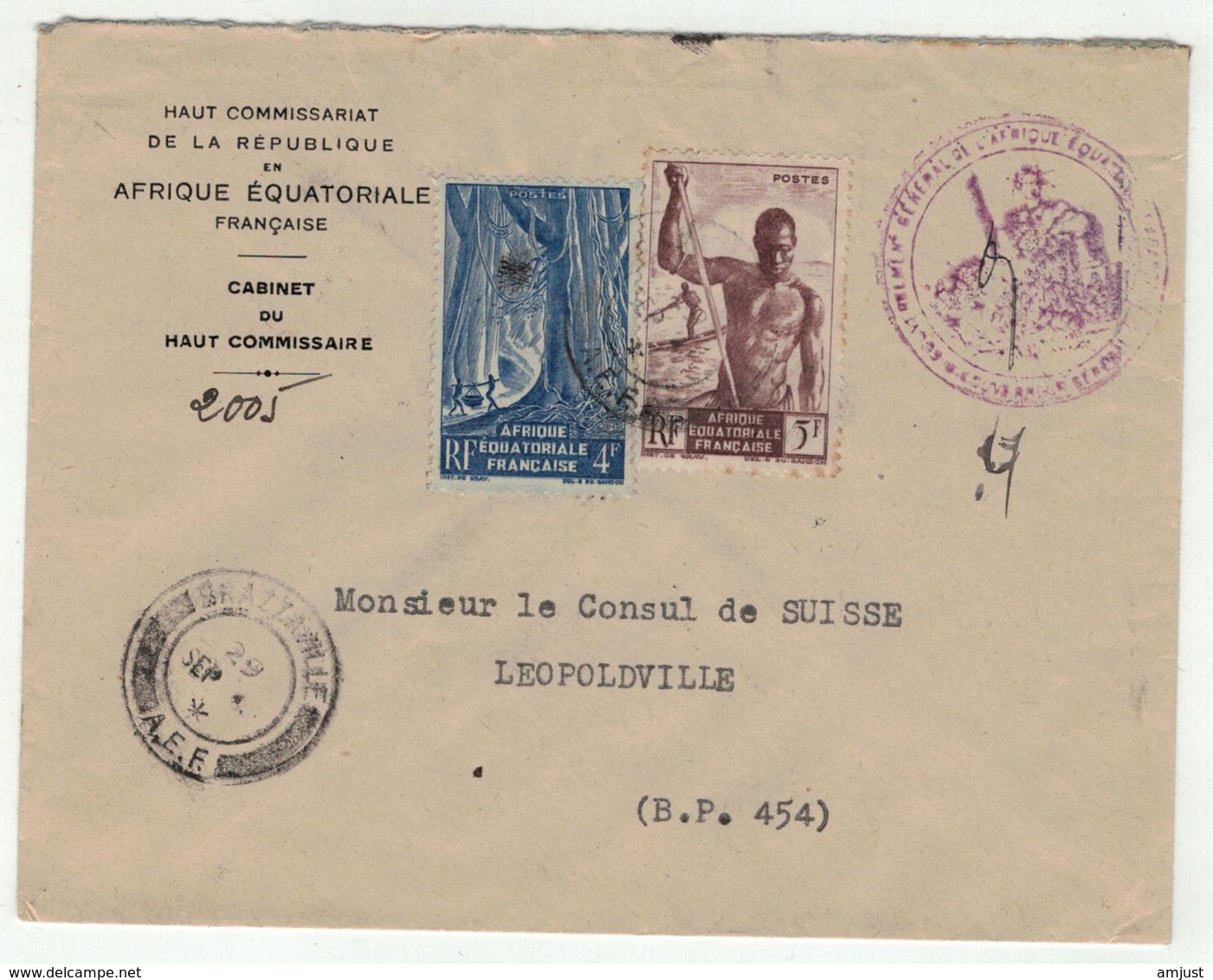 Afrique Equatoriale Française, A.E.F. // Lettre  Pour Lépoldville - Lettres & Documents