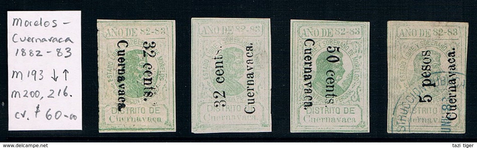 MEXICO • 1882-3 • Morelos - District Of Cuernavaca State Revenues • M 193, 200, 216 (4) - Mexico