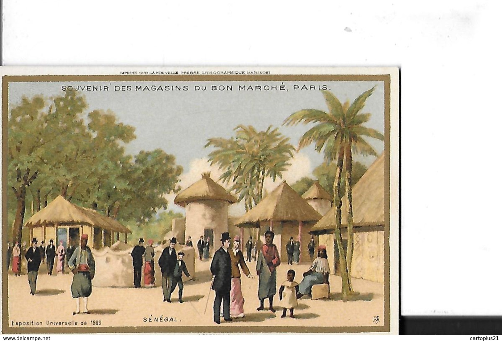 CHROMO  AU BON MARCHE  SENEGAL  EXPOSITION UNIVERSELLE 1889   12 X 8.2 CMS - Au Bon Marché