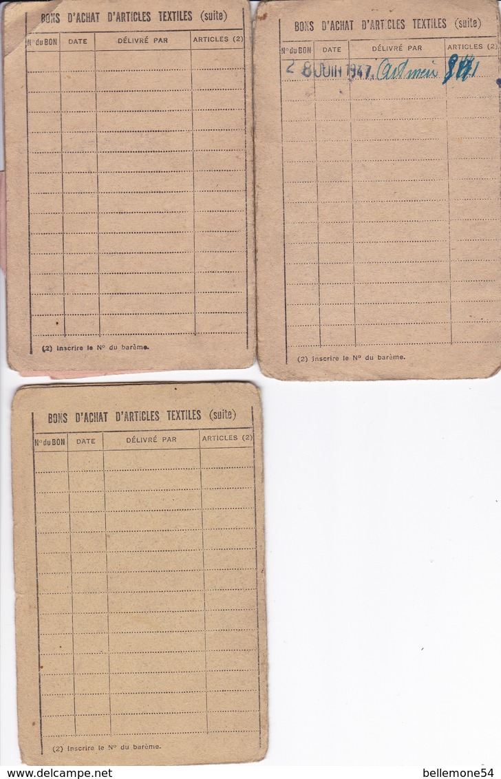 Lot De 3 Cartes Vêtements Et D'Articles Textiles Année 1940 (voir Scan) - Bons & Nécessité