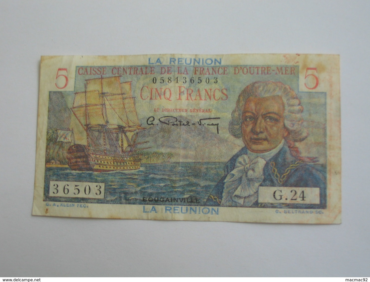 5 Francs - BOUGAINVILLE  - LA REUNION - Caisse Centrale De La France D'outre-mer  **** EN ACHAT IMMEDIAT **** - Reunion