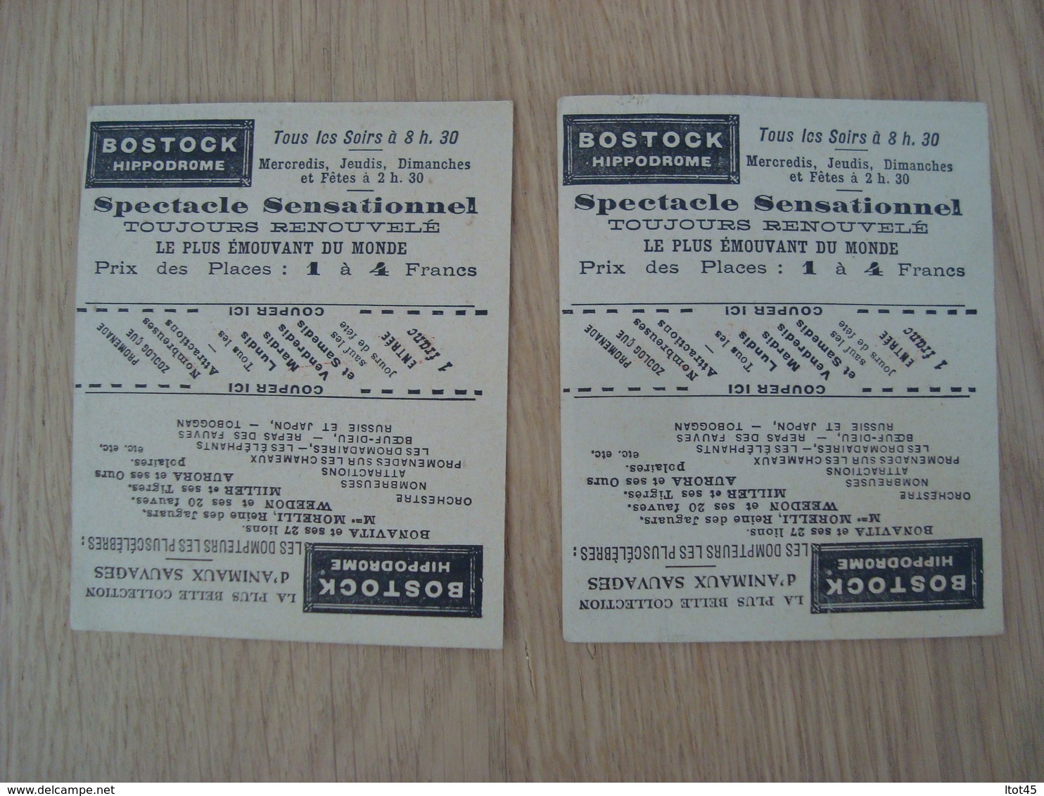 LOT DE 2 CHROMOS PUBLICITAIRES HIPPODROME BOSTOCK - Other & Unclassified