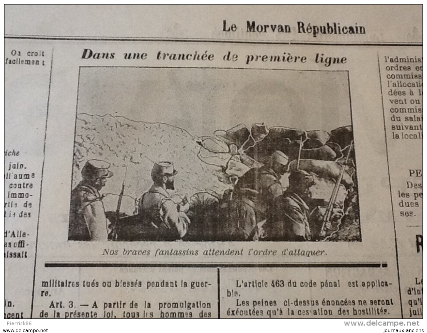 13 JOURNAUX DE JUIN 1915 Guerre 14/18 LE MORVAN RÉPUBLICAIN A VOIR