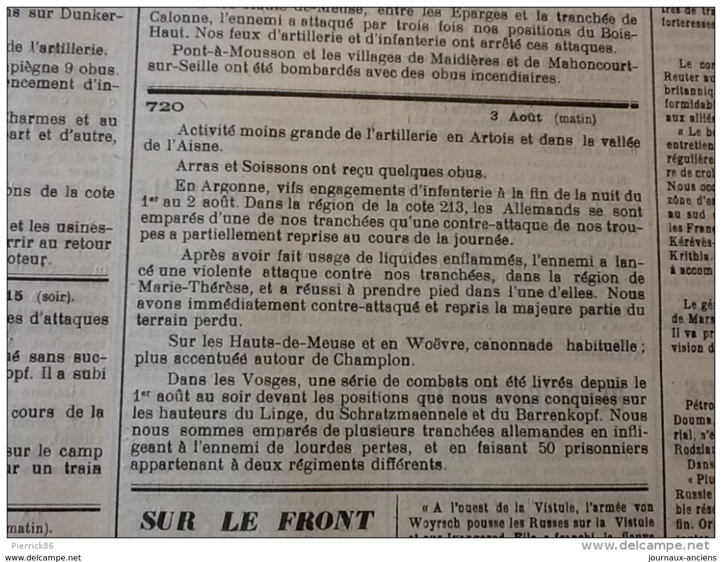 13 JOURNAUX DE AOÛT 1915 Guerre 14/18 LE MORVAN RÉPUBLICAIN / SAÔNE ET LOIRE  A VOIR - Français