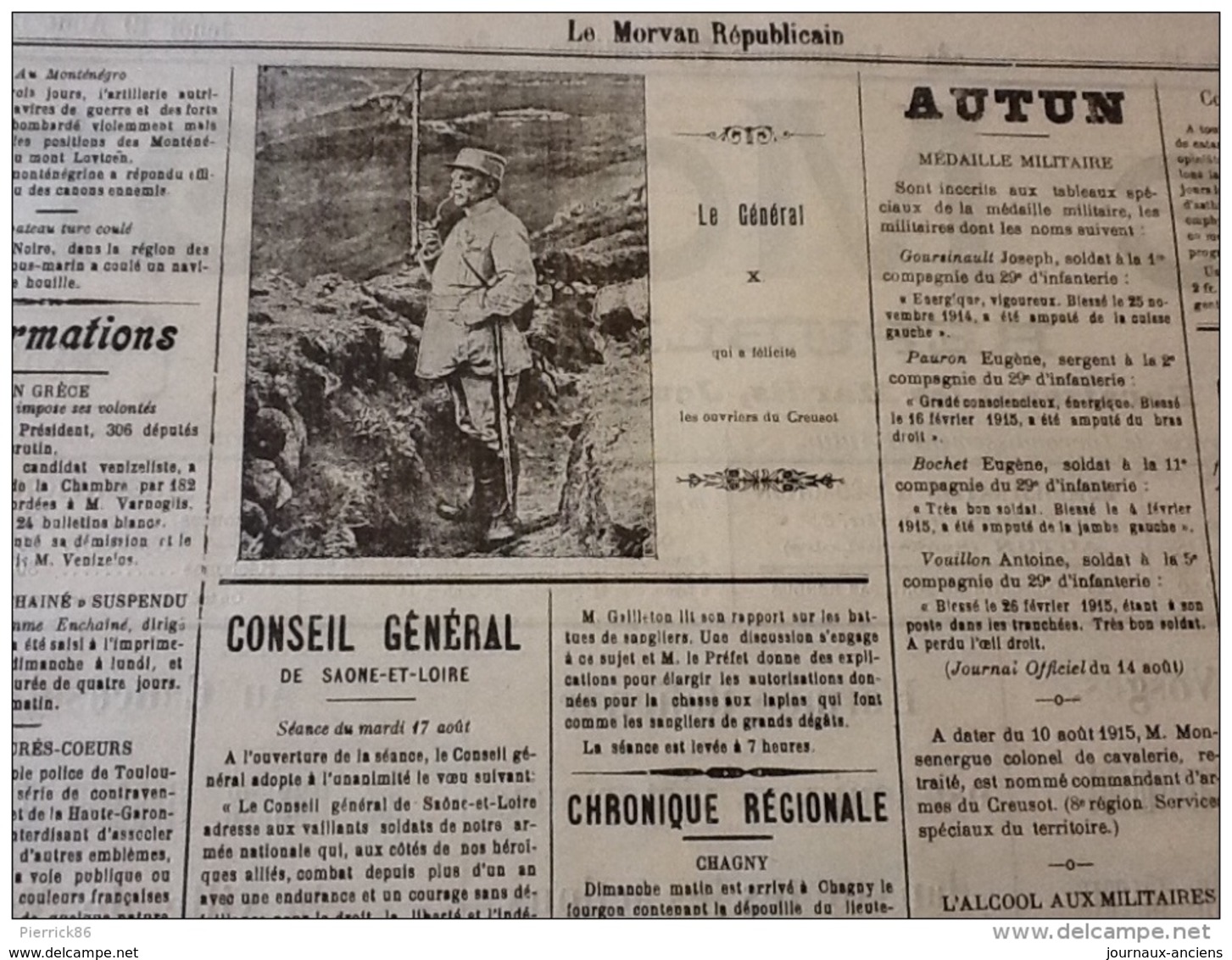 13 JOURNAUX DE AOÛT 1915 Guerre 14/18 LE MORVAN RÉPUBLICAIN / SAÔNE ET LOIRE  A VOIR