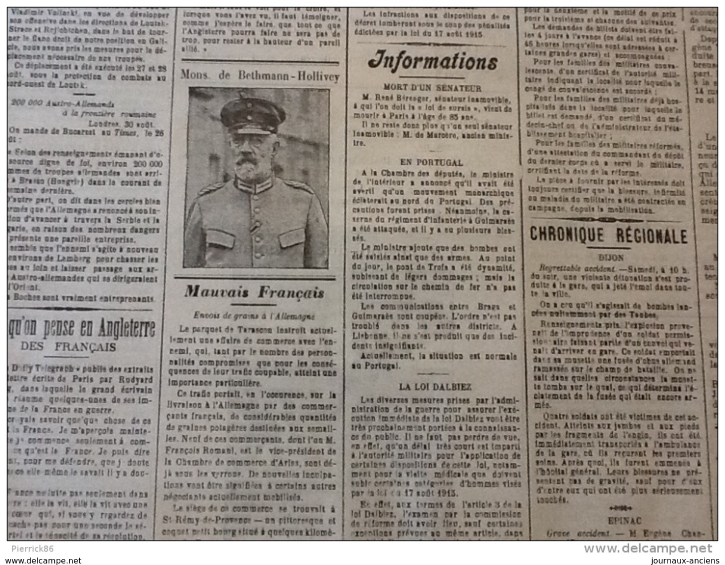 13 JOURNAUX DE AOÛT 1915 Guerre 14/18 LE MORVAN RÉPUBLICAIN / SAÔNE ET LOIRE  A VOIR