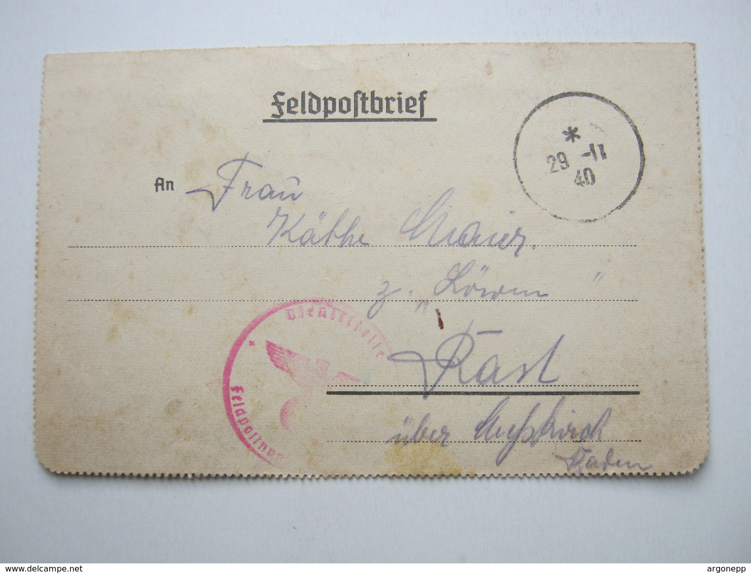 1940 ,  Mühlhausen,  Lettre    Militaire Allemagne - Autres & Non Classés