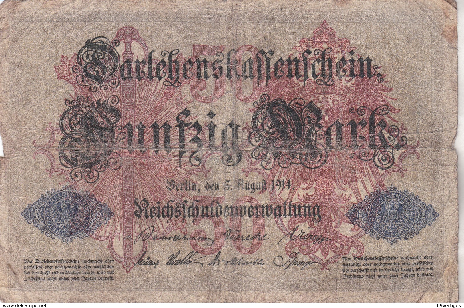 50 MARK, Berlin 1914, M-Nr 3484003 - 50 Mark