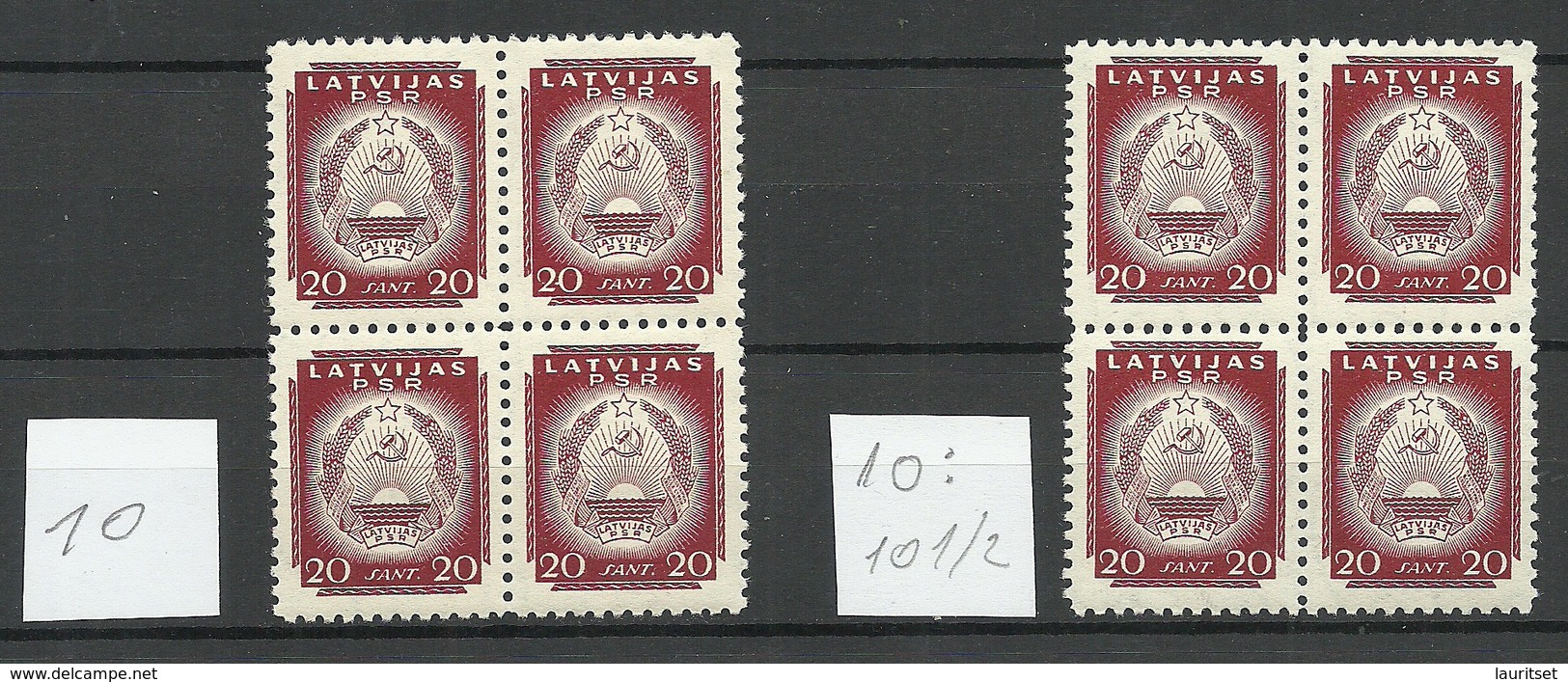 LETTLAND Latvia 1940 Michel 298 , 2 X 4-Block, Verschiedene Zähnungen Various Perforations MNH - Lettland