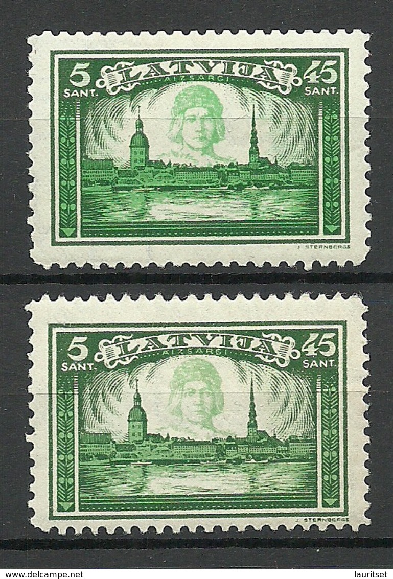 LETTLAND Latvia 1932 Michel 197 A , Farbunterschiede Color Nyance Variety Abart Error MNH - Lettland