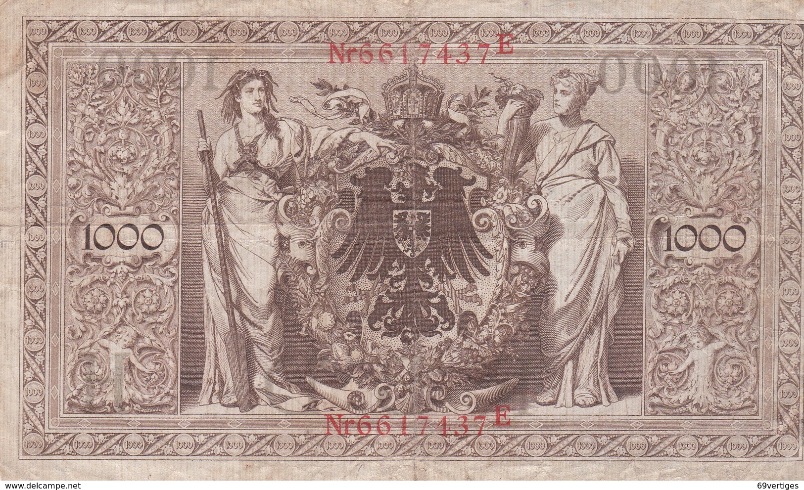 1000 Marck, Berlin 1910, Nr 6617437 E - 1000 Mark