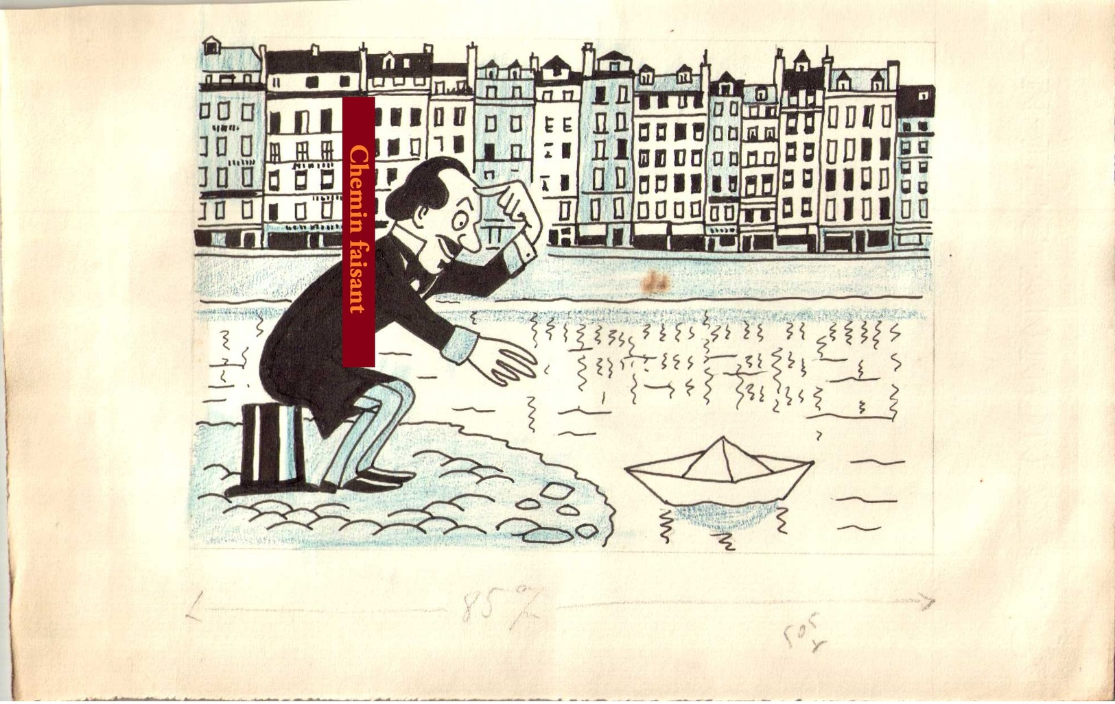 MAURICE HENRY Dessin Original Humoristique Colorisé - Scans Recto-verso - Drawings