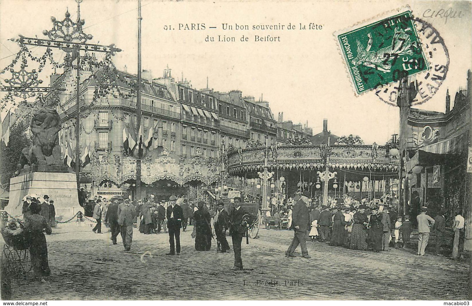 75 Paris 14 ème  ; Paris  Un Bon Souvenir De La Fête Du Lion De Belfort  Réf 6289 - Arrondissement: 14