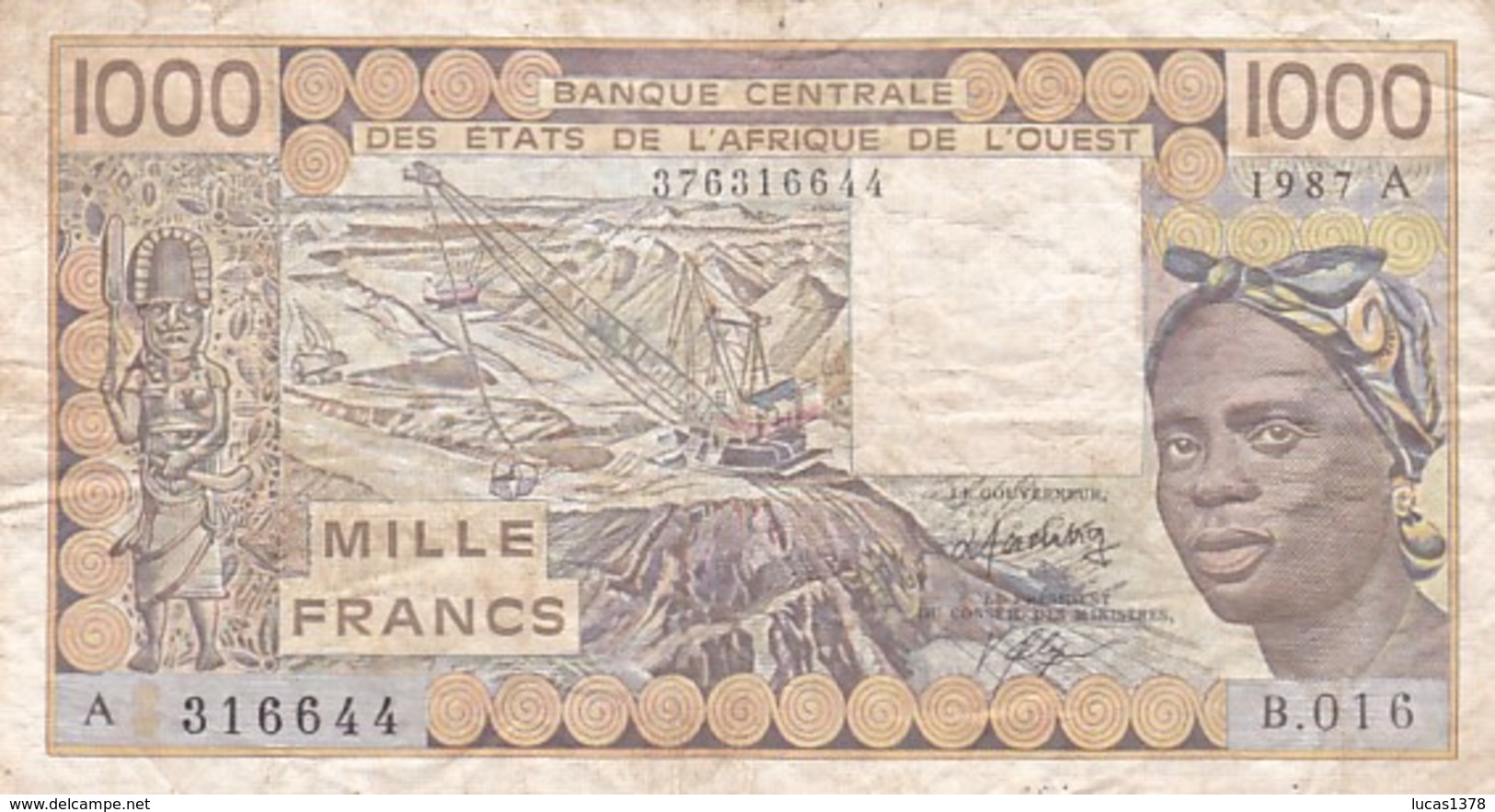 BILLET DE 1000 FRANCS BANQUE CENTRALE DES ETATS DE L'AFRIQUE DE L'OUEST ANNEE  1987 - Westafrikanischer Staaten