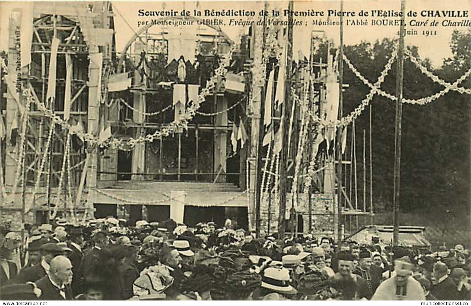 040519 - 92 CHAVILLE Souvenir De La Bénédiction De La Première Pierre De L'église Monseigneur GIBIER Abbé BOURET 1911 - Chaville