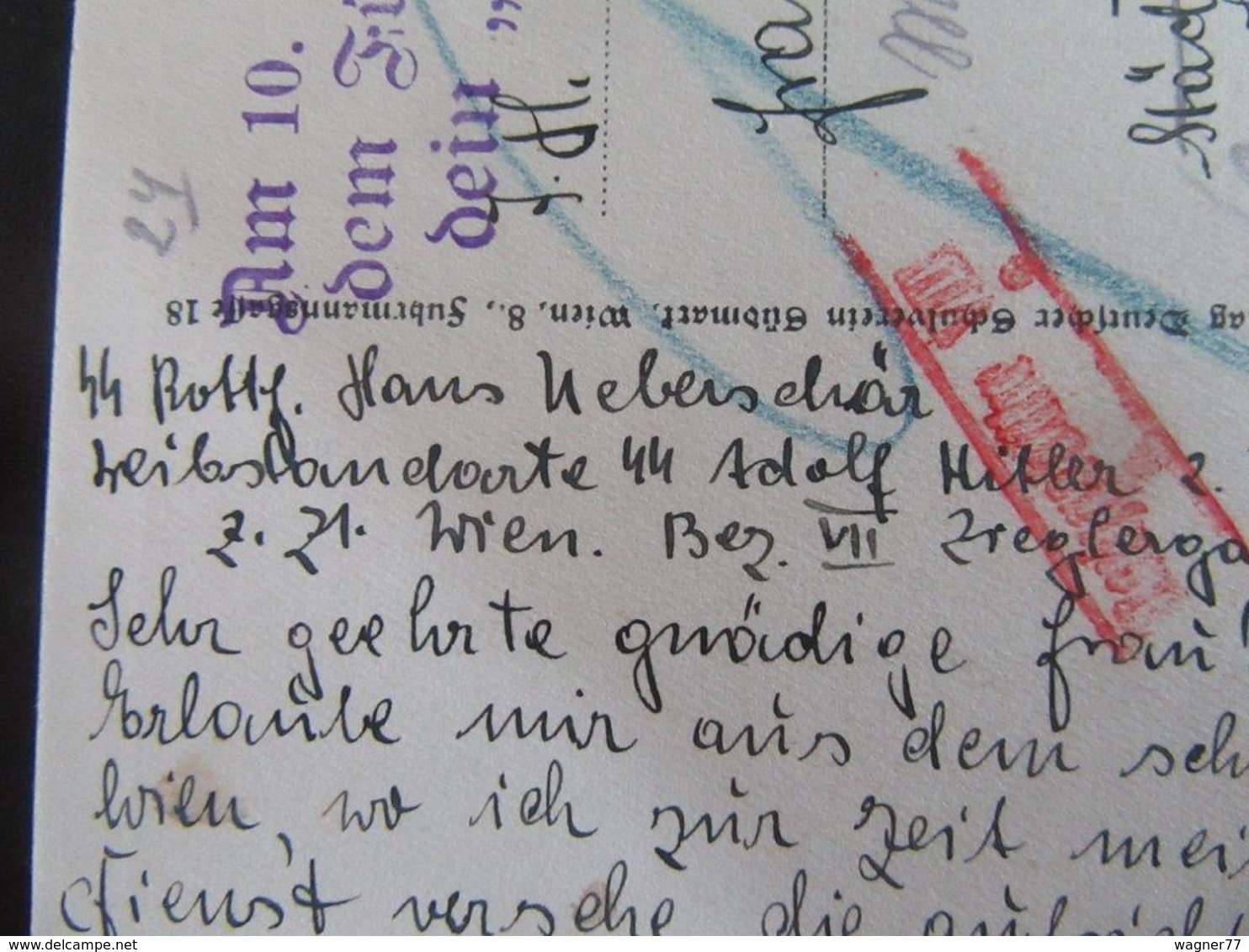 Postkarte SS Feldpost Anschluss Österreich Leibstandarte Adolf Hitler 08.04.1938! LSAH Rottenführer Wien - R! - Briefe U. Dokumente