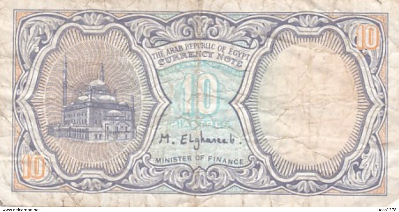 EGYPTE 10 PIASTRES / SURCHARGE AU VERSO - Egipto