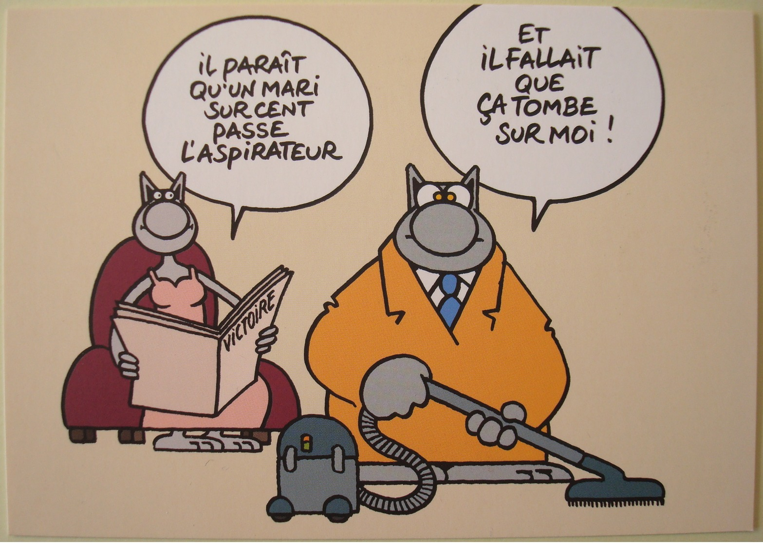 Geluck - Le Chat - Carte Postale Publicitaire Le Soir Victoire # 2 - Bandes Dessinées