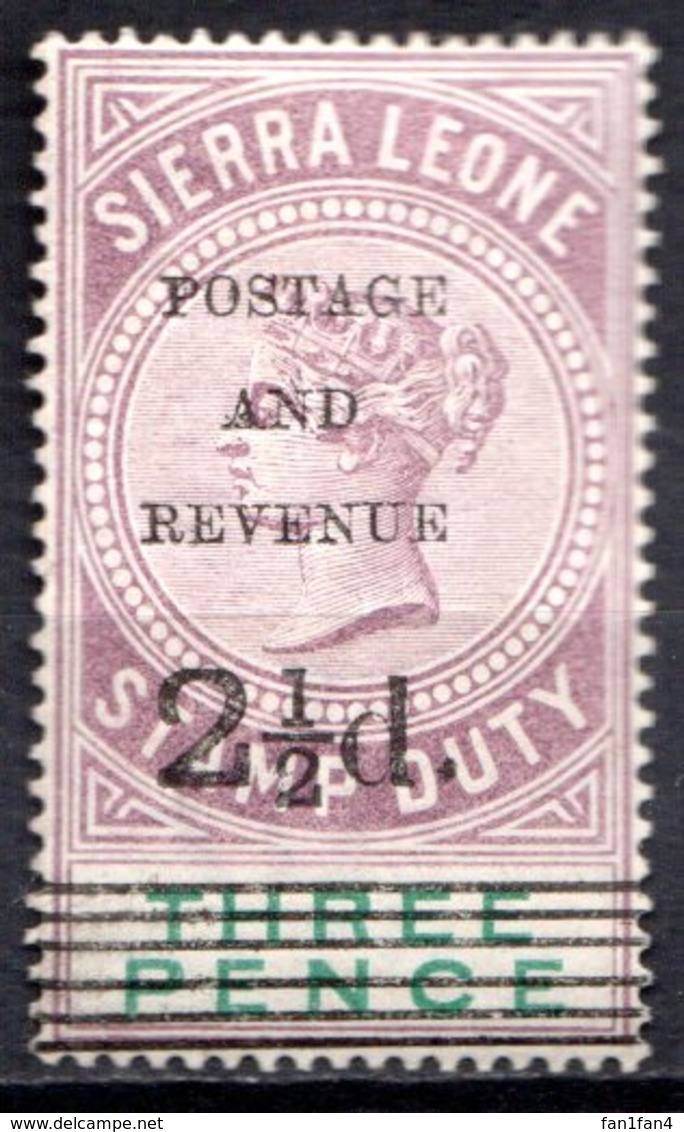 SIERRA LEONE - (Colonie Britannique) - 1897 - Timbre Fiscal - N° 45 - 2 1/2 D. S. 3 P. Violet-brun - (Victoria) - Sierra Leone (...-1960)