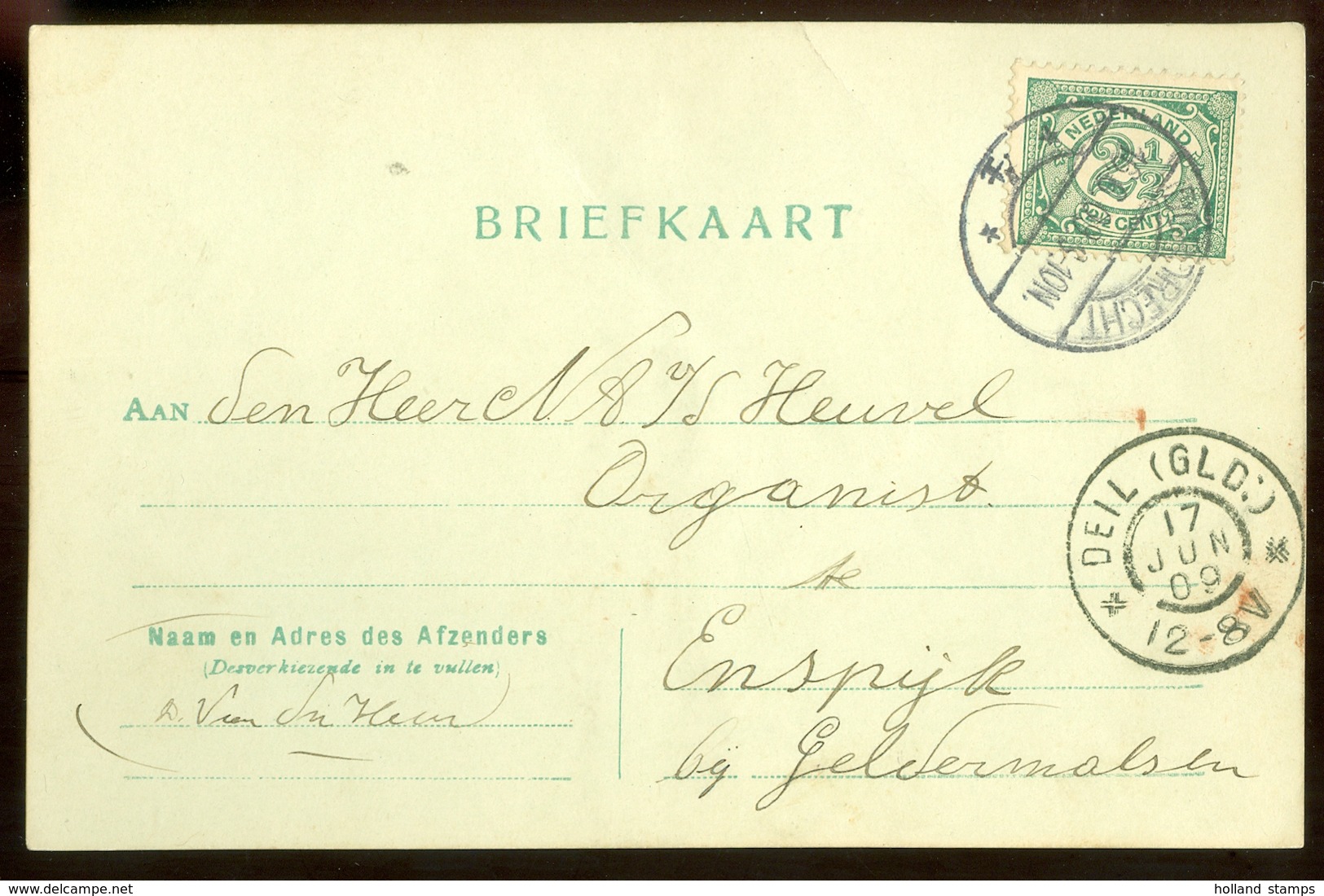 HANDGESCHREVEN BRIEFKAART Uit 1909 Van DORDRECHT Naar ENSPIJK * Grootrondstempel Deil (Gld:) * NVPH NR 55  (11.548g) - Brieven En Documenten