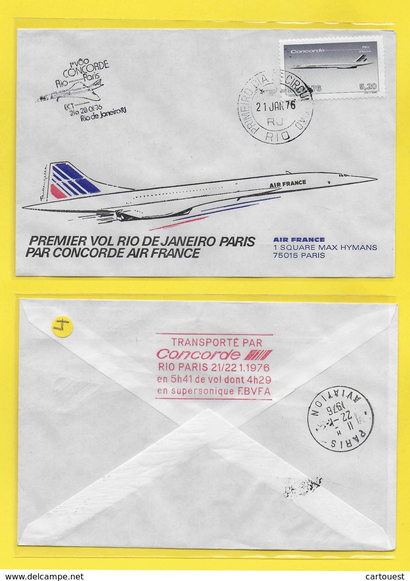 PREMIER VOL Concorde Paris - Rio Janeiro 1976 AIR FRANCE SUPERSONIQUE F.B.V.B.A 21/01/1976 - Concorde