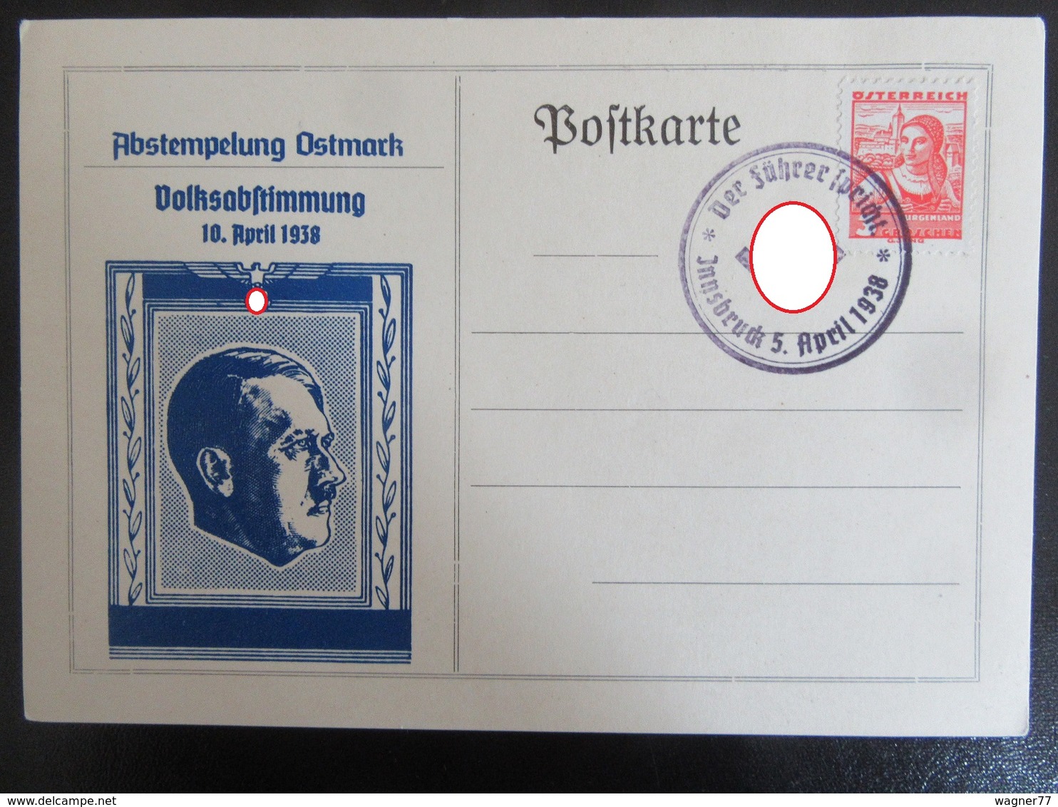 Postkarte Propaganda Hitler Anschluss 1938 "Der Führer Spricht - Innsbruck" - Briefe U. Dokumente