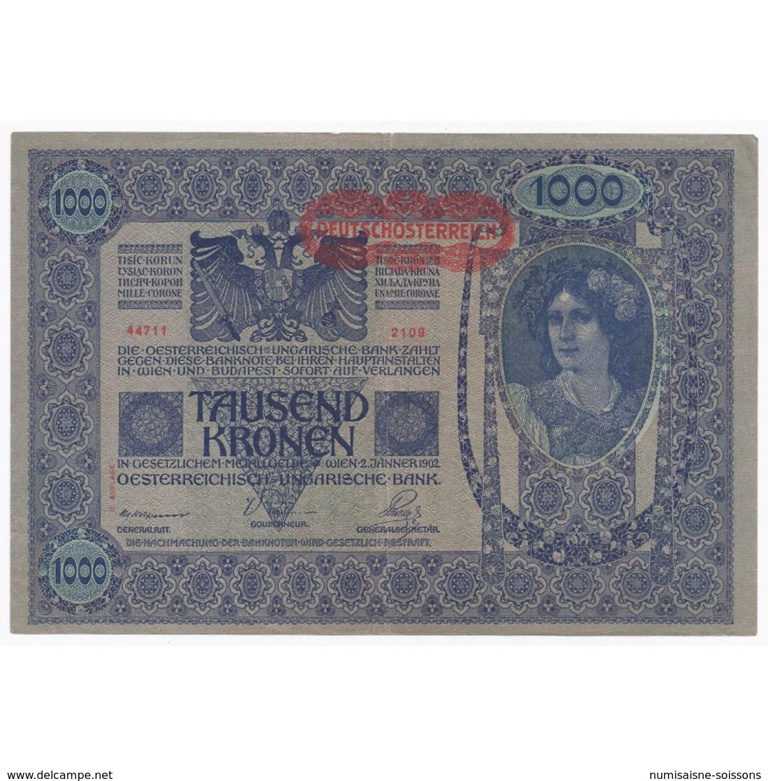 AUTRICHE - PICK 61 - 1000 KRONEN - ND 1919 - TTB+ - Autriche